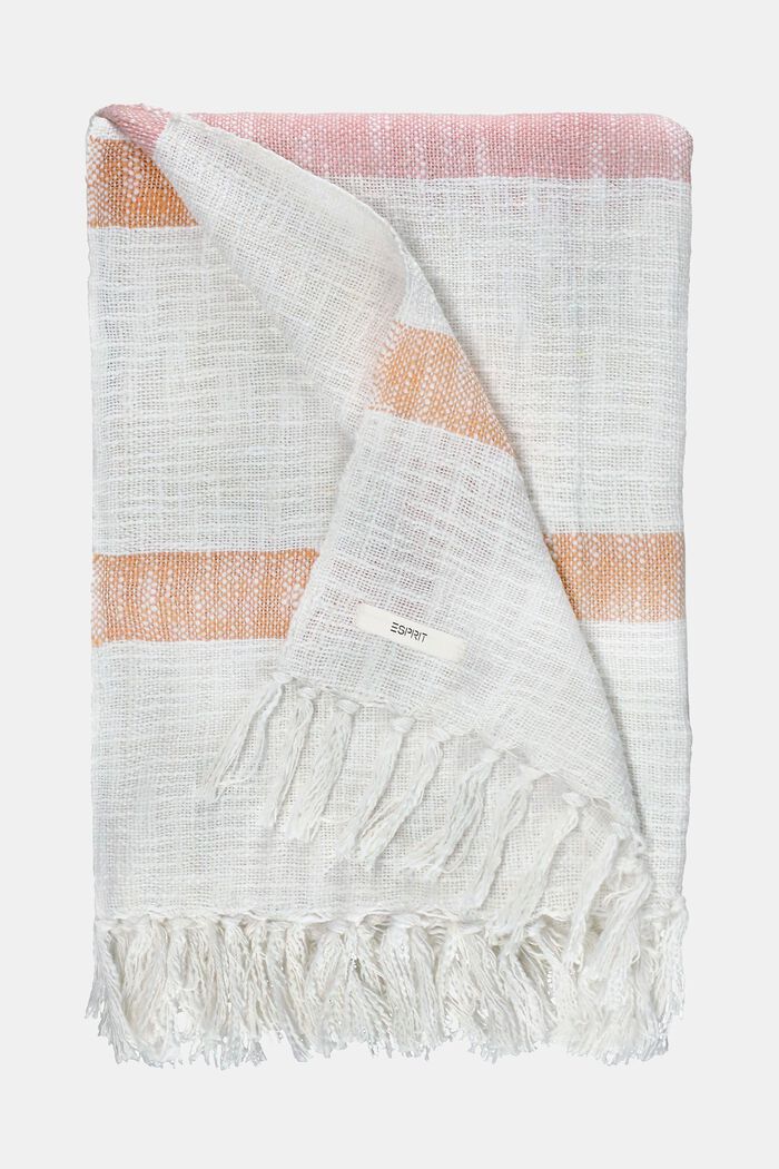 Striped Fringed Plaid, OFF WHITE, detail image number 0
