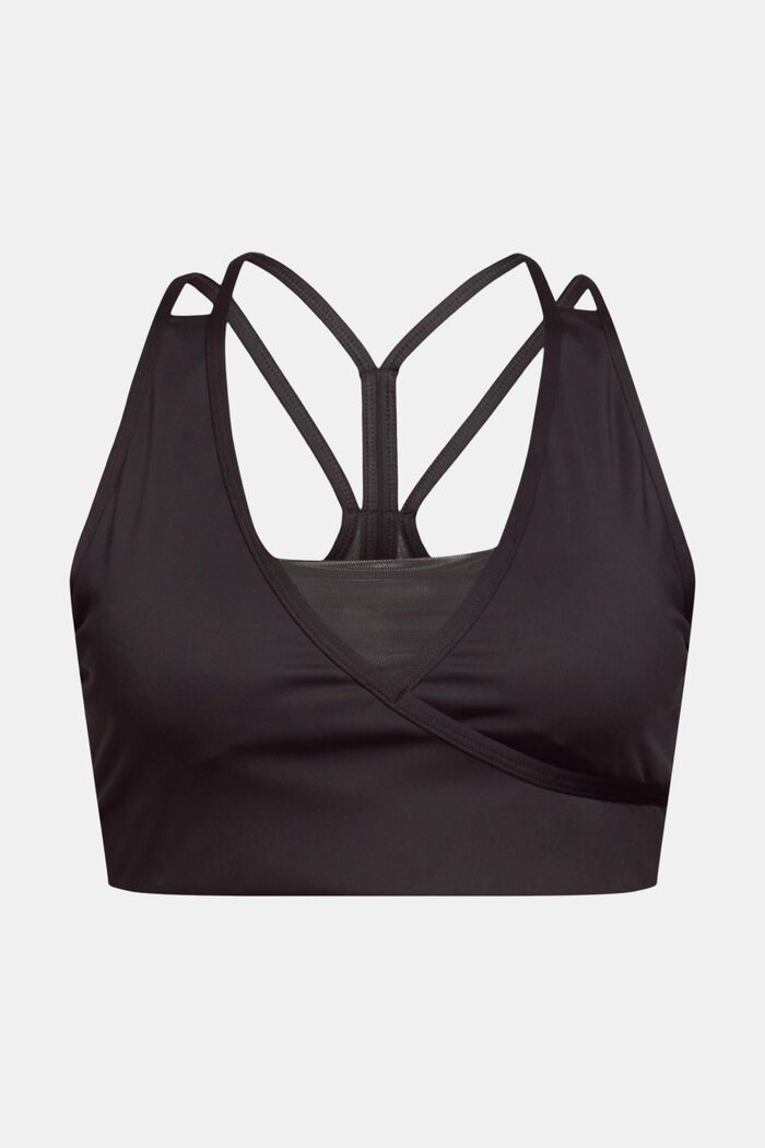 Made of recycled material: padded sports bra , DARK GREY, overview