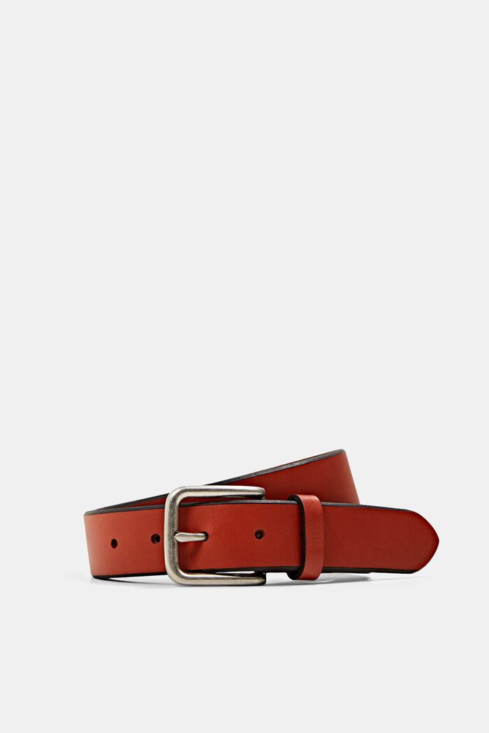 Made of leather: belt with a square buckle, RUST BROWN, detail image number 2