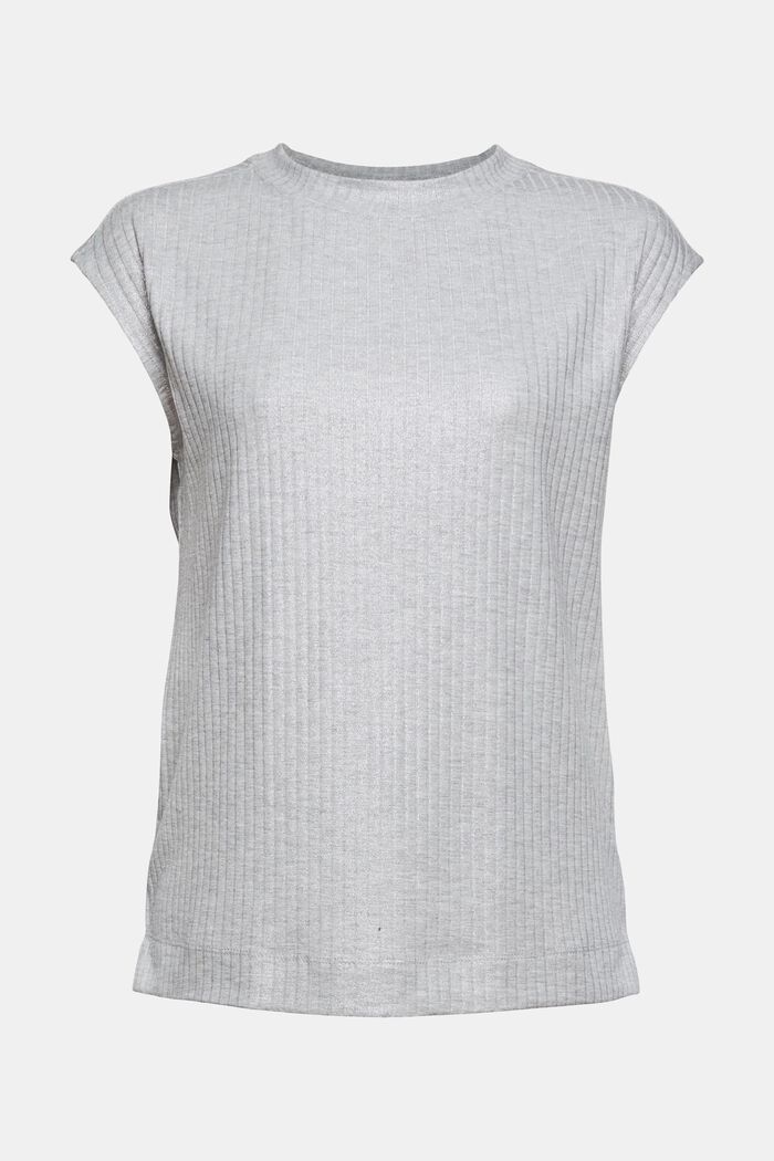 Glittering rib knit top made of recycled material