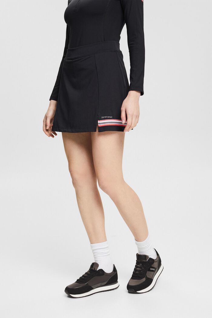 Made of recycled material: skirt with integrated shorts, E-DRY, BLACK, detail image number 0