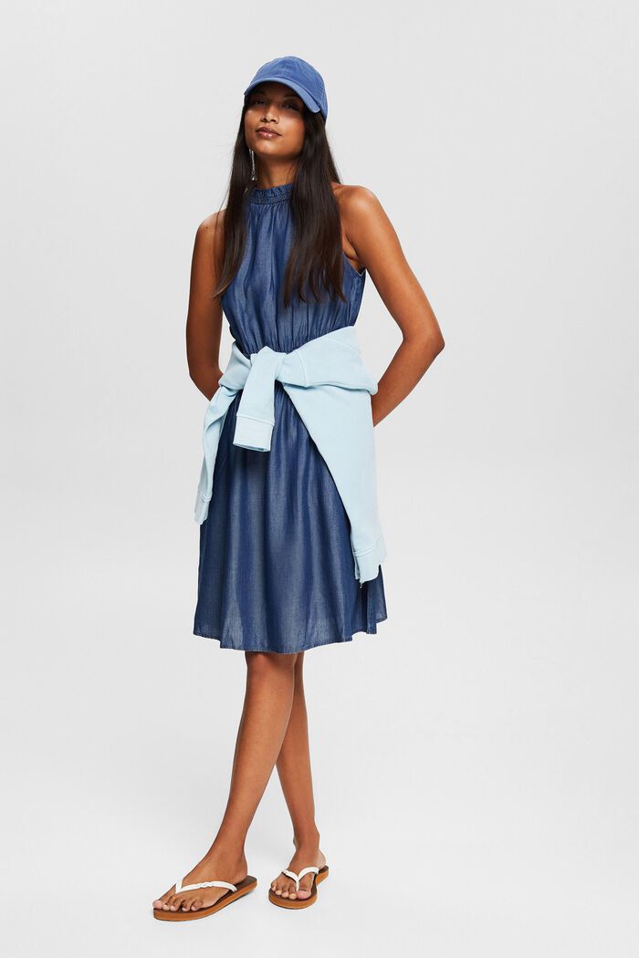 Made of TENCEL™: Denim-look midi dress, BLUE MEDIUM WASHED, detail image number 1