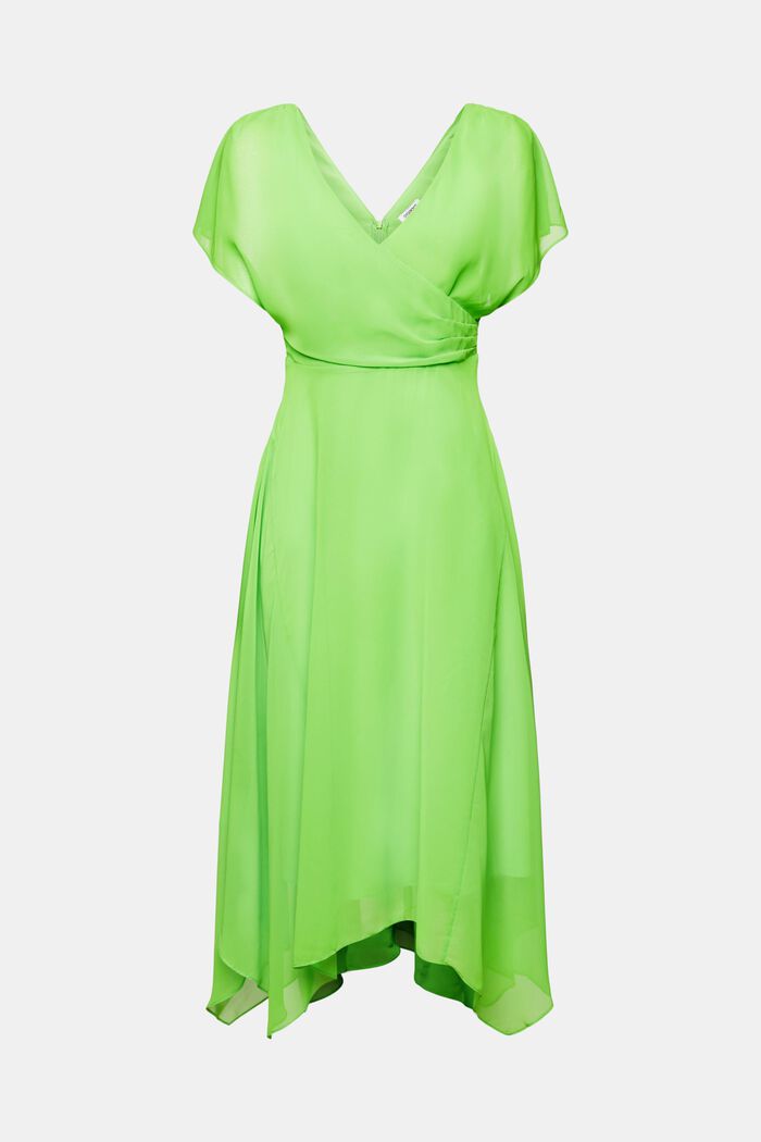 V-Neck Chiffon Maxi Dress, CITRUS GREEN, detail image number 7
