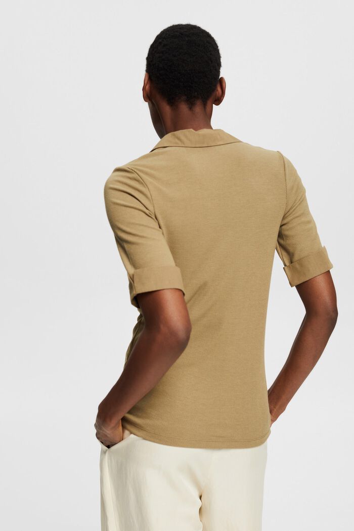 Mixed material top with LENZING™ ECOVERO™, KHAKI GREEN, detail image number 3