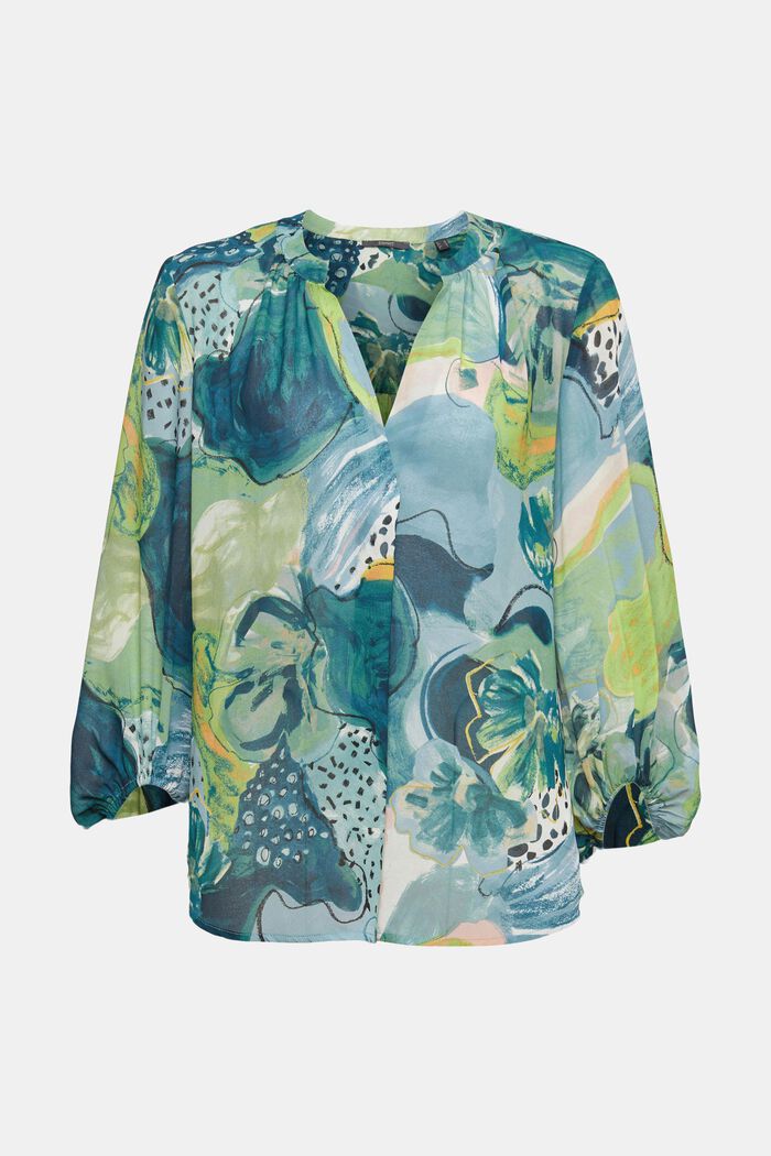 Patterned chiffon blouse, PASTEL GREEN, overview