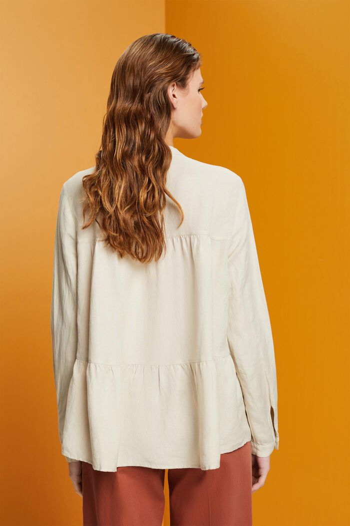 Linen blend blouse, LIGHT TAUPE, detail image number 3