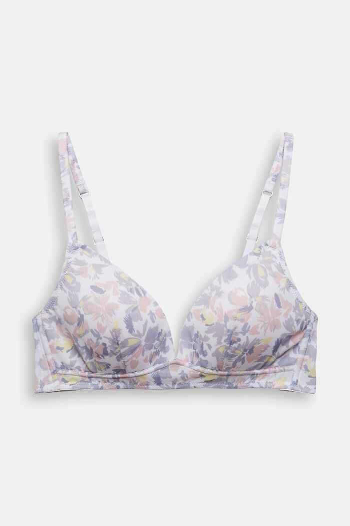 Made of recycled material: padded bra with a floral pattern, WHITE, detail image number 0