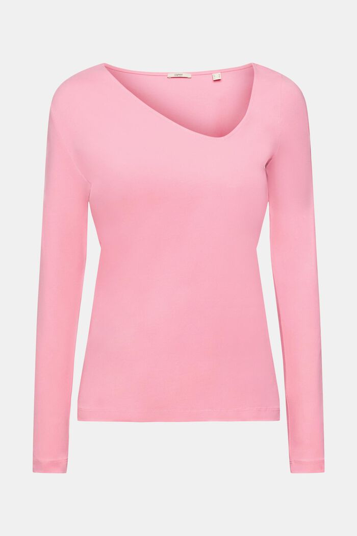 Long-sleeved top with asymmetric neckline, PINK, detail image number 6