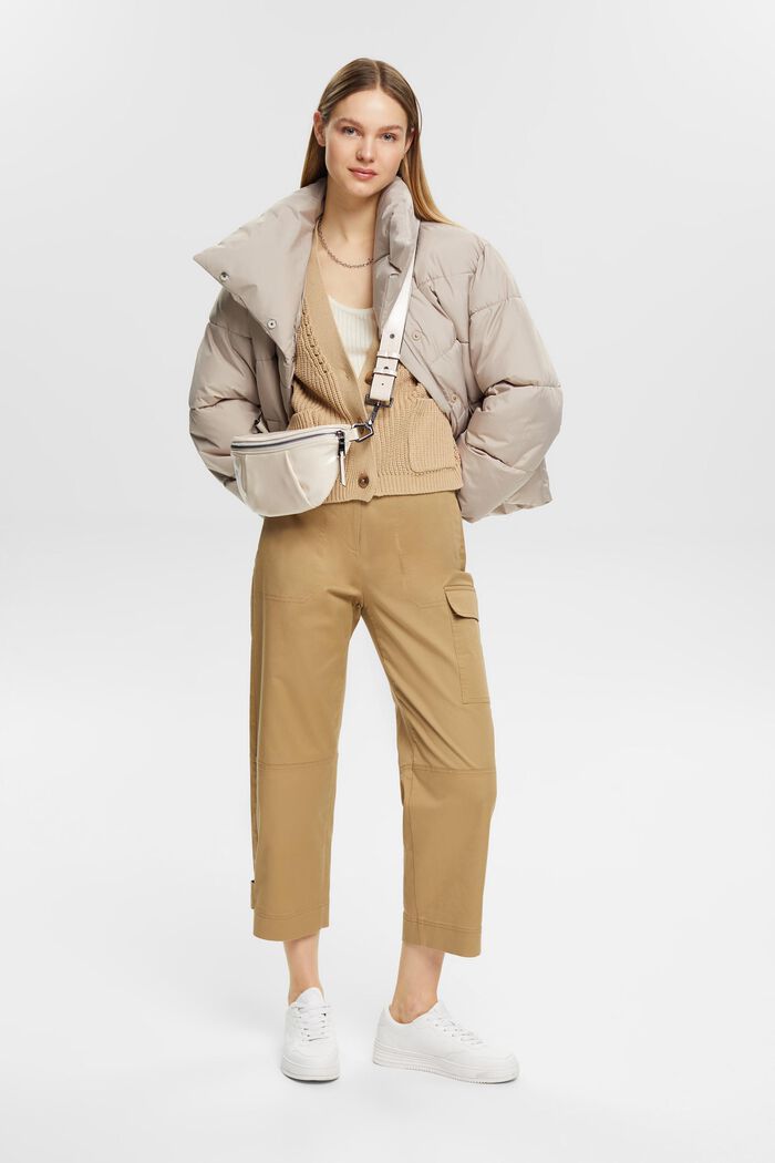 Cargo-style cropped trousers, KHAKI BEIGE, detail image number 1