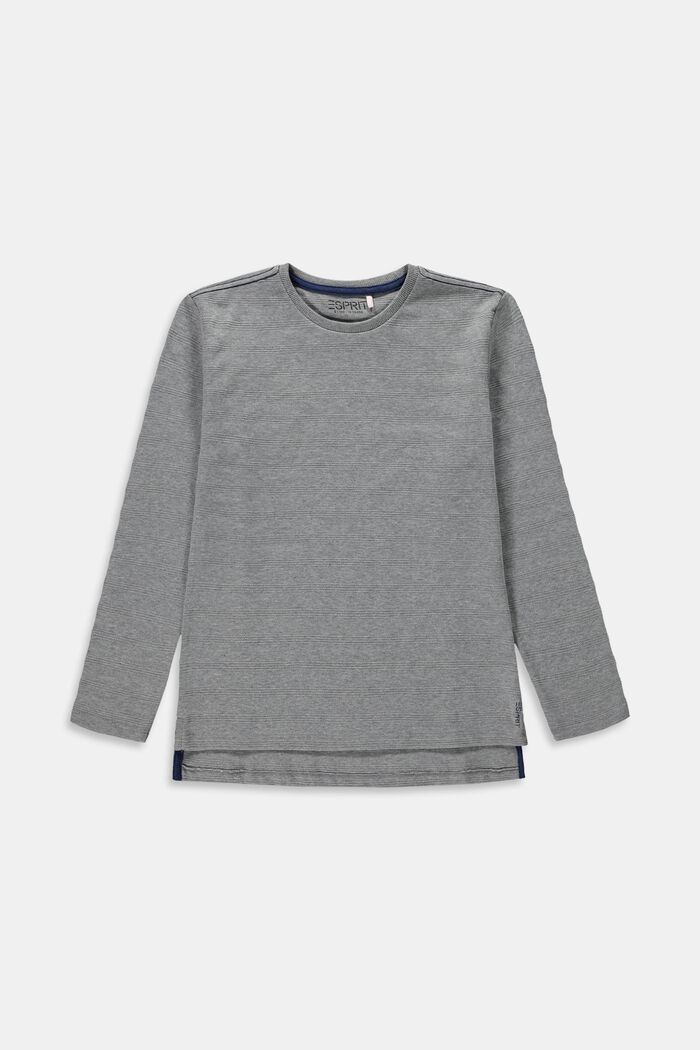 Long sleeve top with striped texture, GREY, detail image number 0