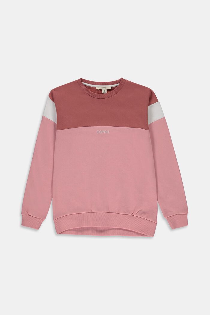 Colour block sweatshirt in 100% cotton, MAUVE, detail image number 0