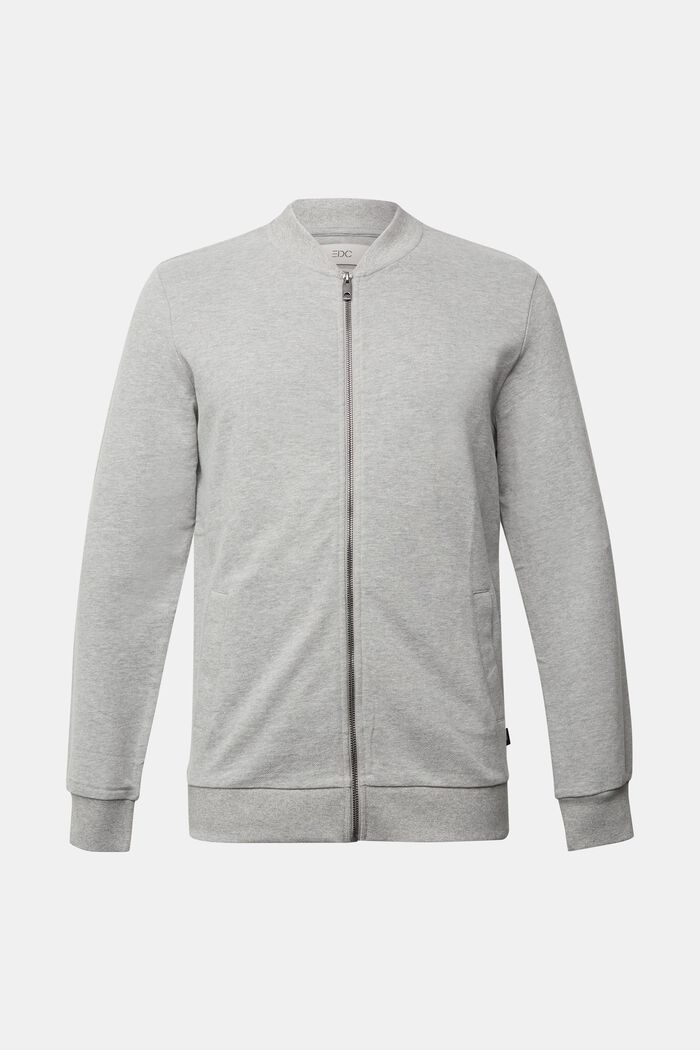 Sweat cardigan with a zip, MEDIUM GREY, overview
