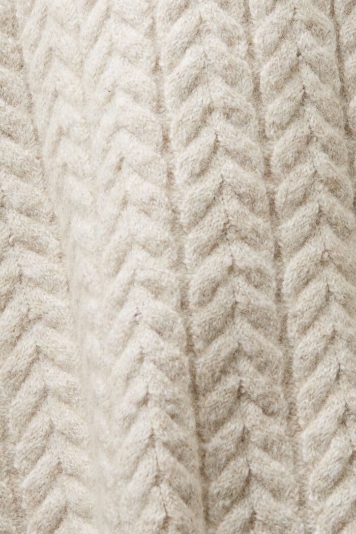 Cable Knit Bomber Cardigan, OFF WHITE, detail image number 5