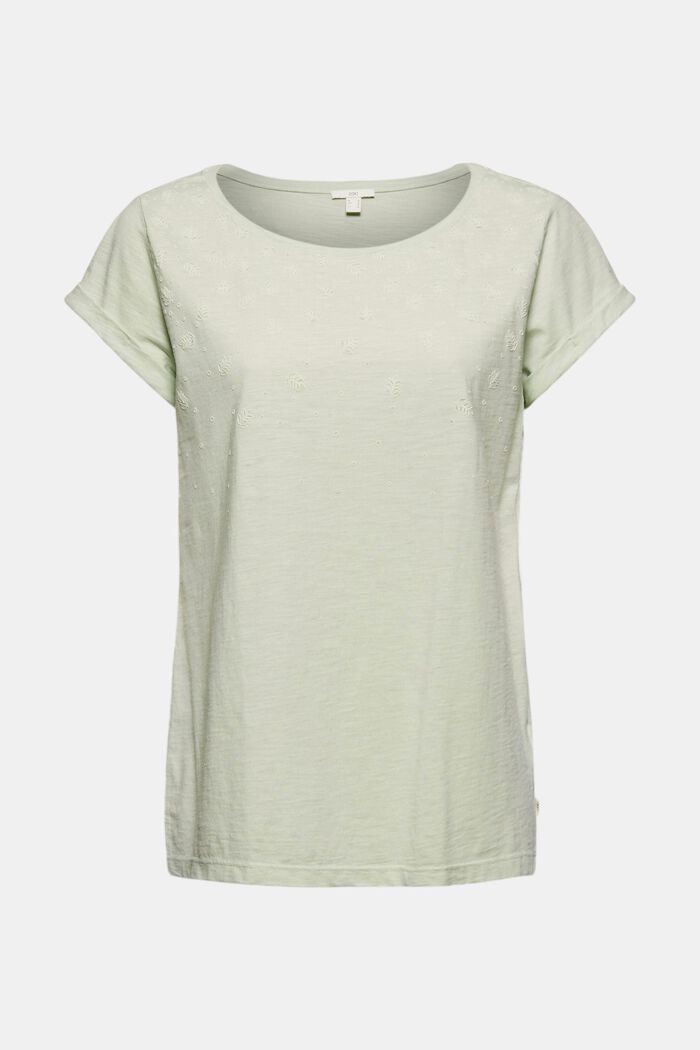 Recycled: Print t-shirt with organic cotton, PASTEL GREEN, overview