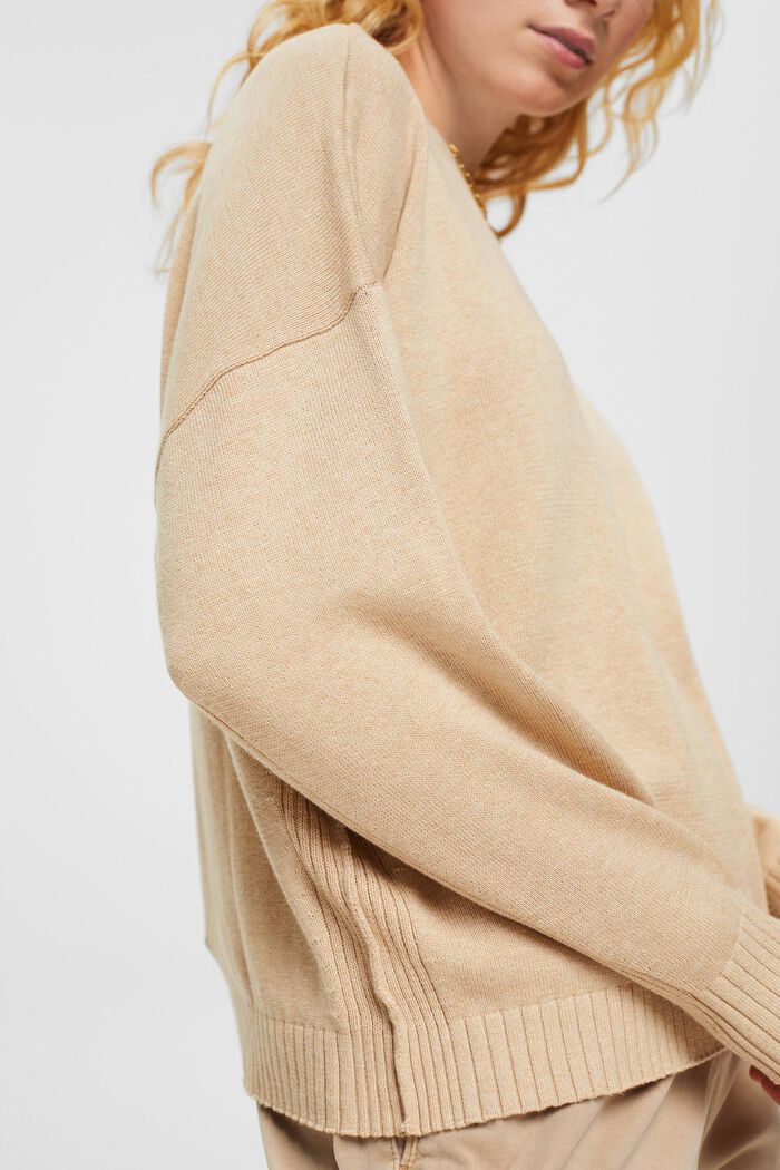 Knitted relaxed fit jumper, CREAM BEIGE, detail image number 0