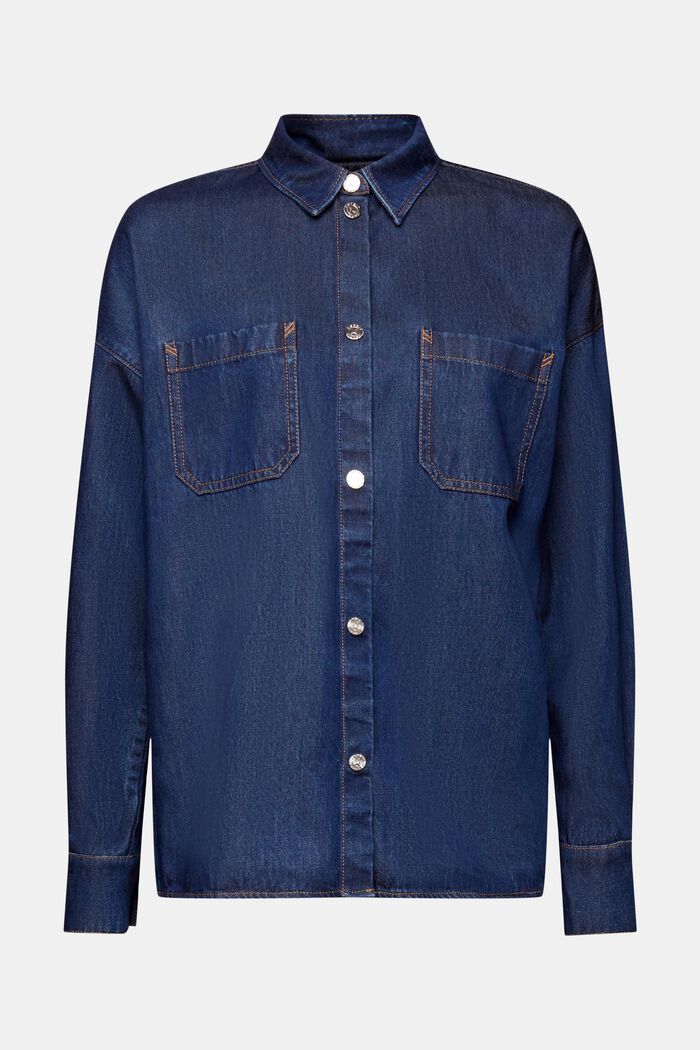 Relaxed fit jeans shirt, BLUE MEDIUM WASHED, detail image number 6