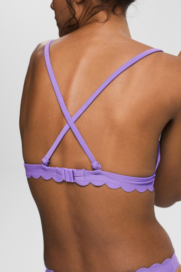 Ribbed bikini top with a scalloped hem, VIOLET, detail image number 3
