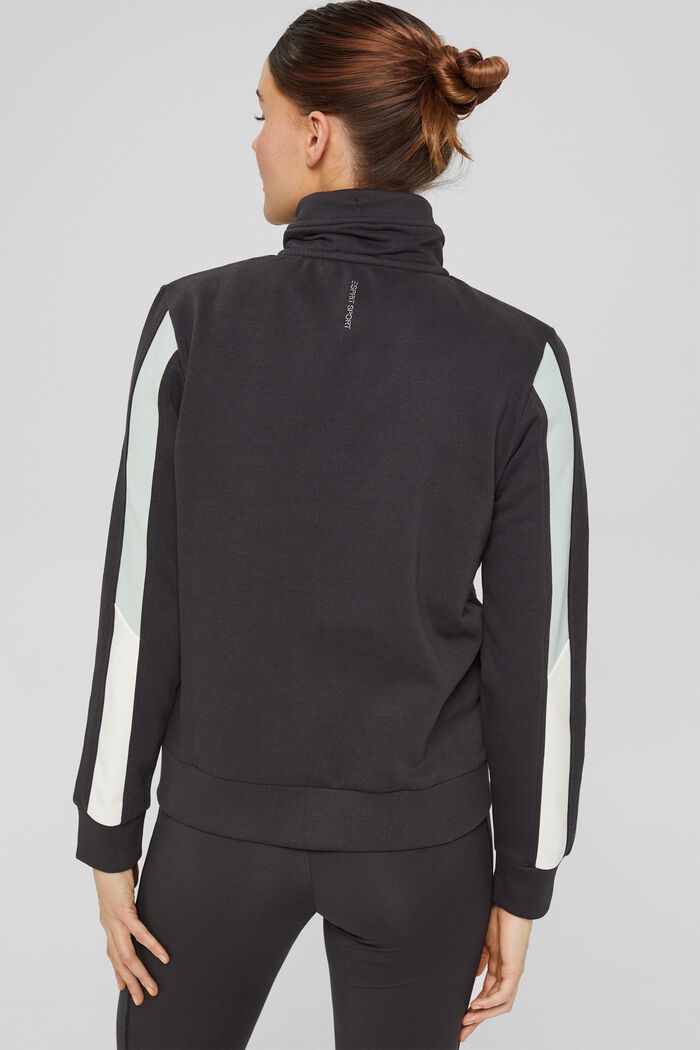 Sweatshirt jacket in blended organic cotton, DARK GREY, detail image number 3