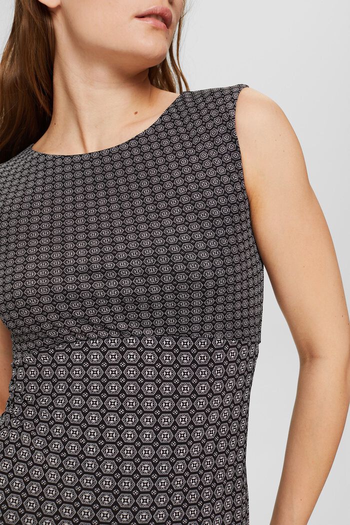 Mesh sheath dress with a print, BLACK, detail image number 3