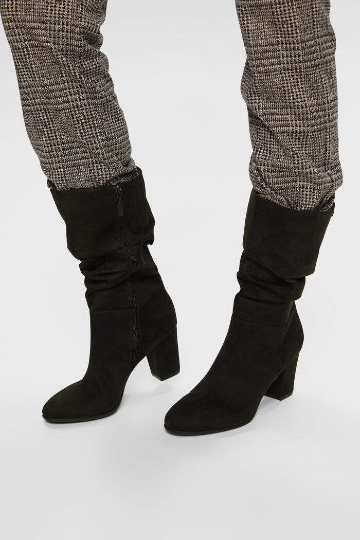 Faux suede slouch boots, BLACK, detail image number 1