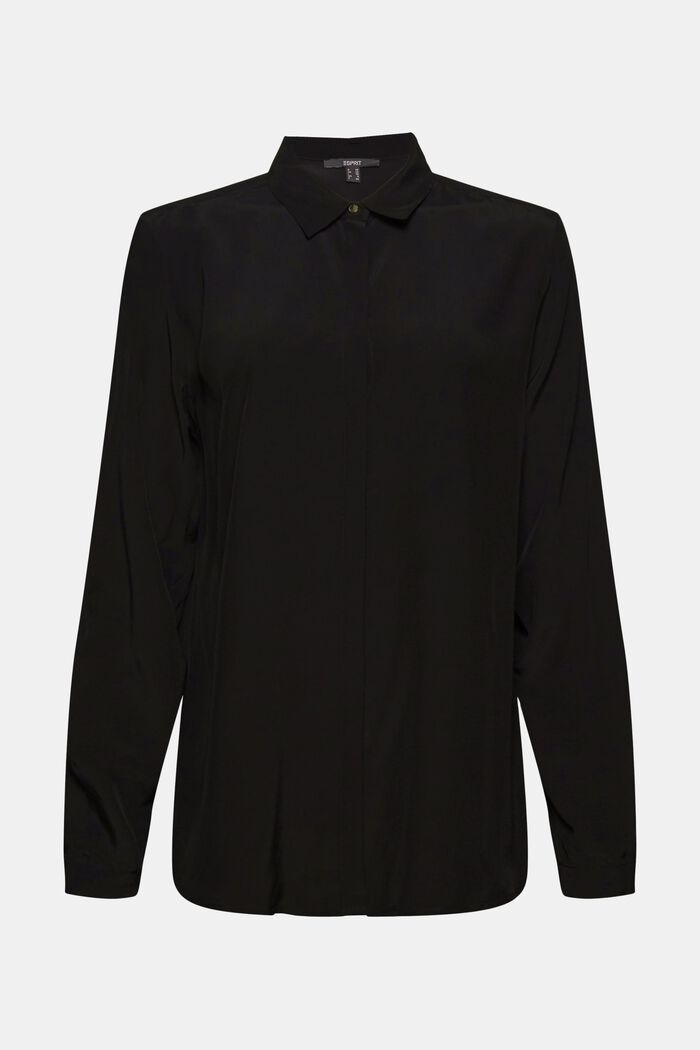 LENZING™ ECOVERO™ shirt blouse, BLACK, overview