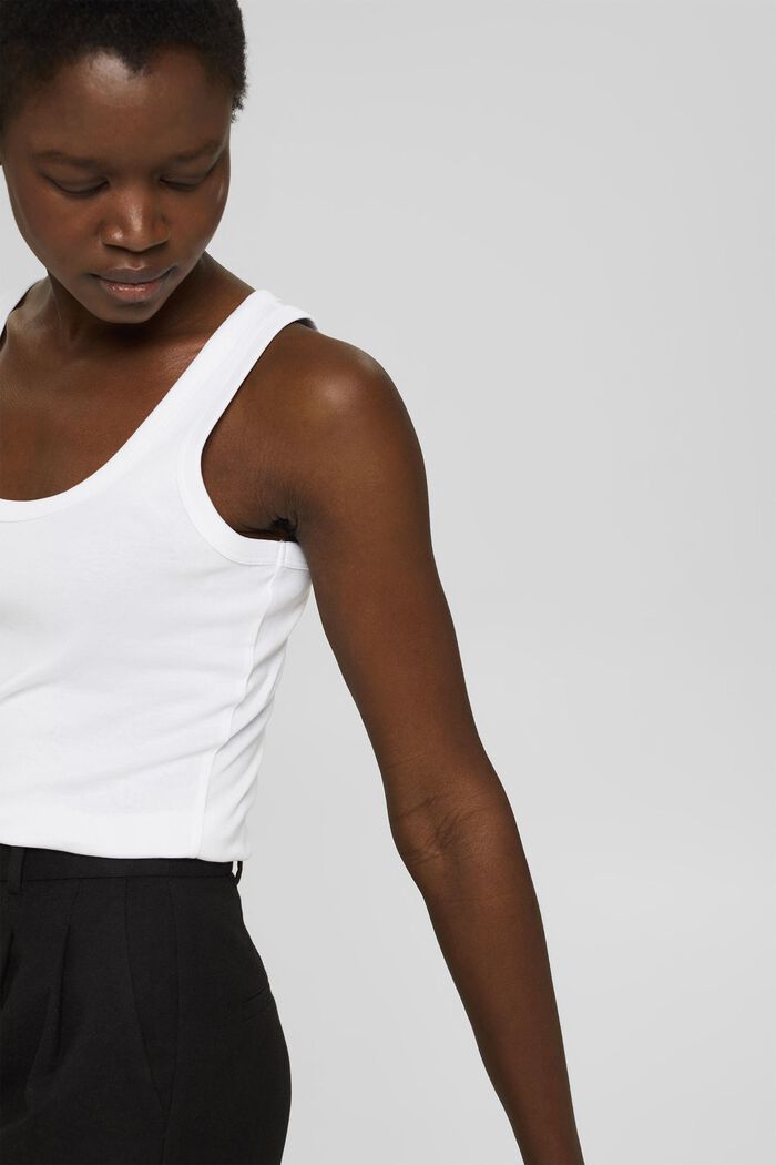 Basic sleeveless top made of 100% organic cotton, WHITE, detail image number 5