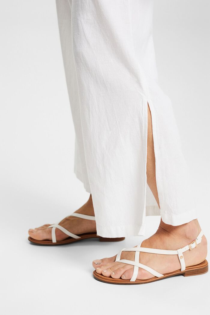 Linen blend: wide-leg trousers, WHITE, detail image number 5