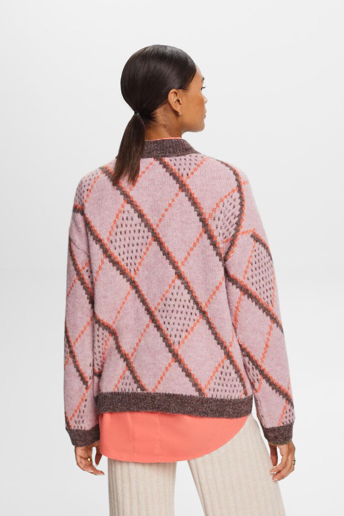 Checked Wool-Blend Sweater, OLD PINK, detail image number 4