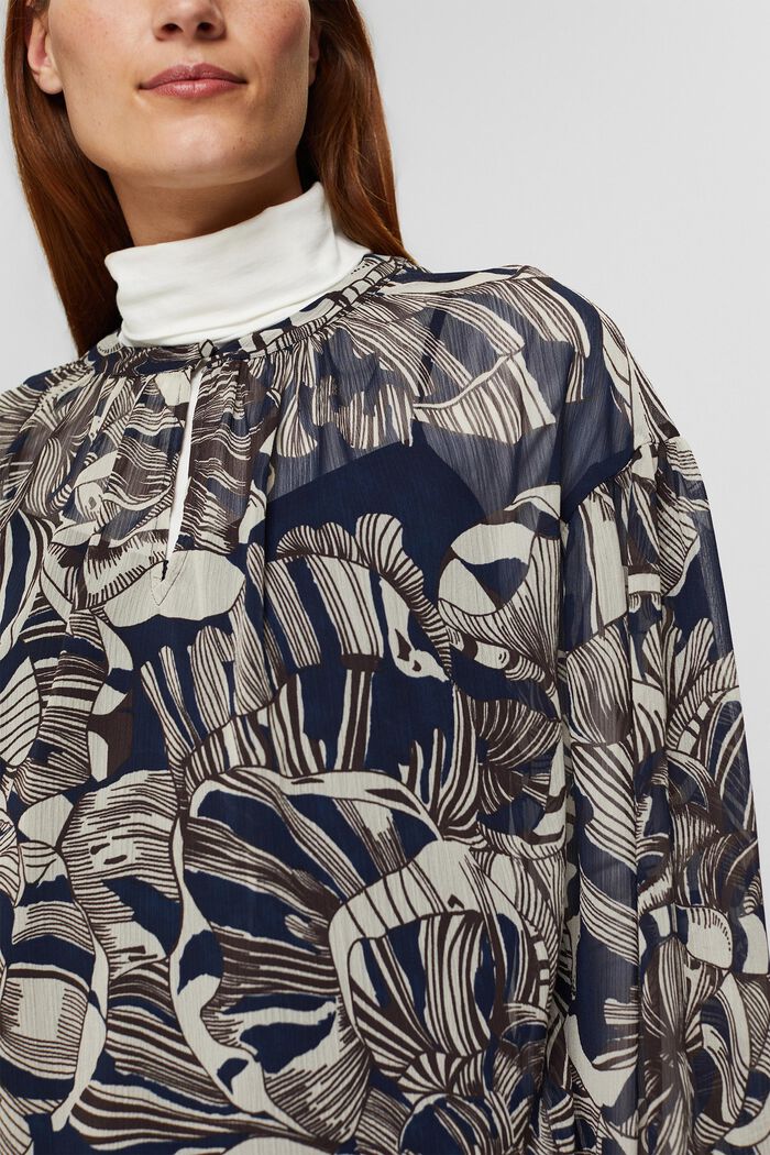 Recycled: printed chiffon blouse, NAVY, detail image number 2