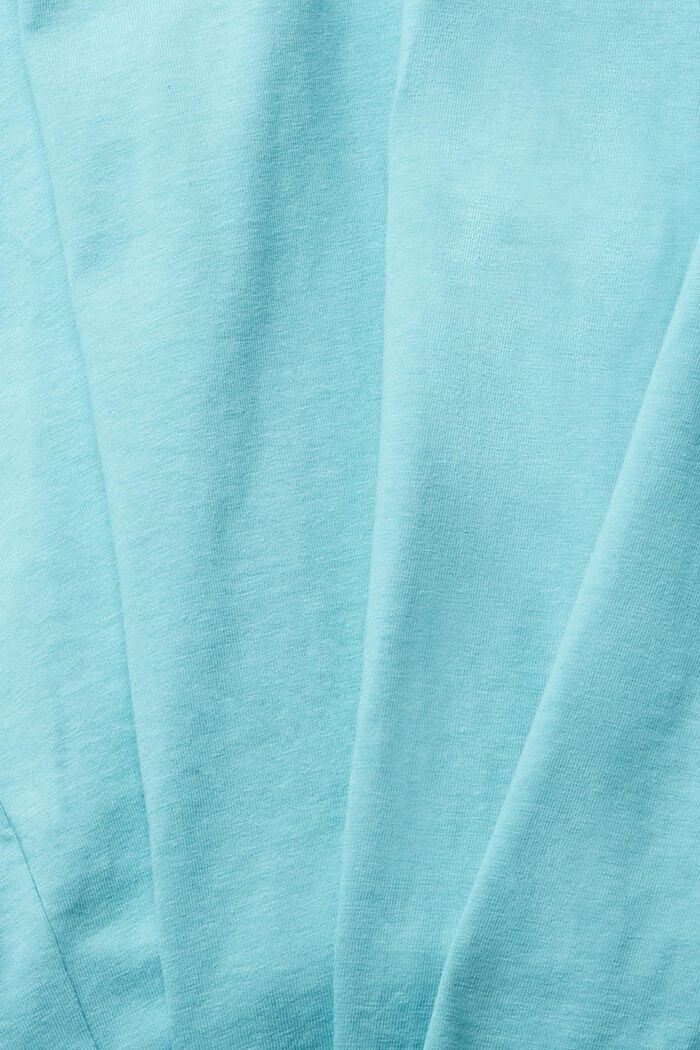 Linen blend: polo shirt with an embroidered logo, LIGHT TURQUOISE, detail image number 5