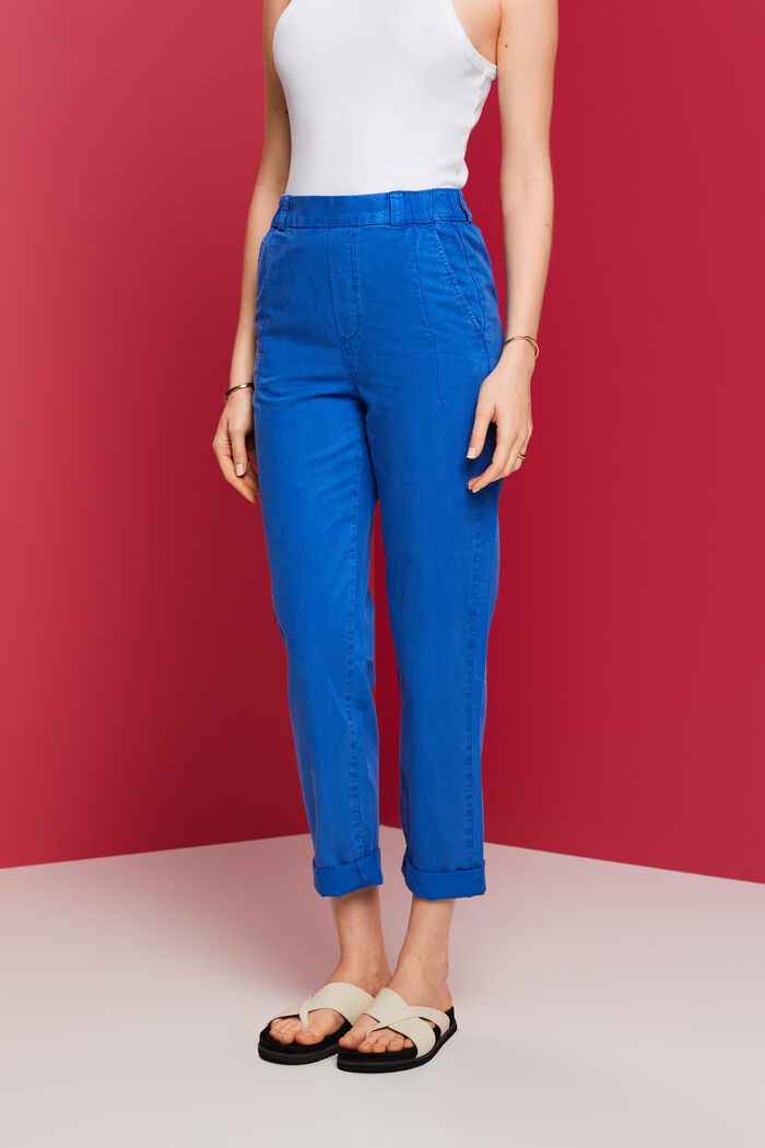 Chino Pull-On Cropped Pants, BRIGHT BLUE, detail image number 0