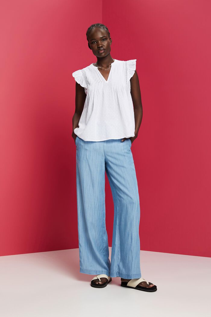 Swiss dot sleeveless blouse, 100% cotton, WHITE, detail image number 4