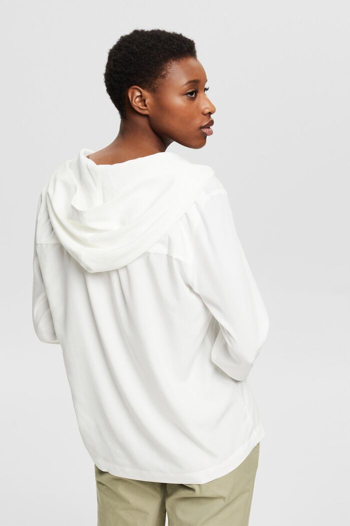 Containing TENCEL™: hooded blouse, OFF WHITE, detail image number 3