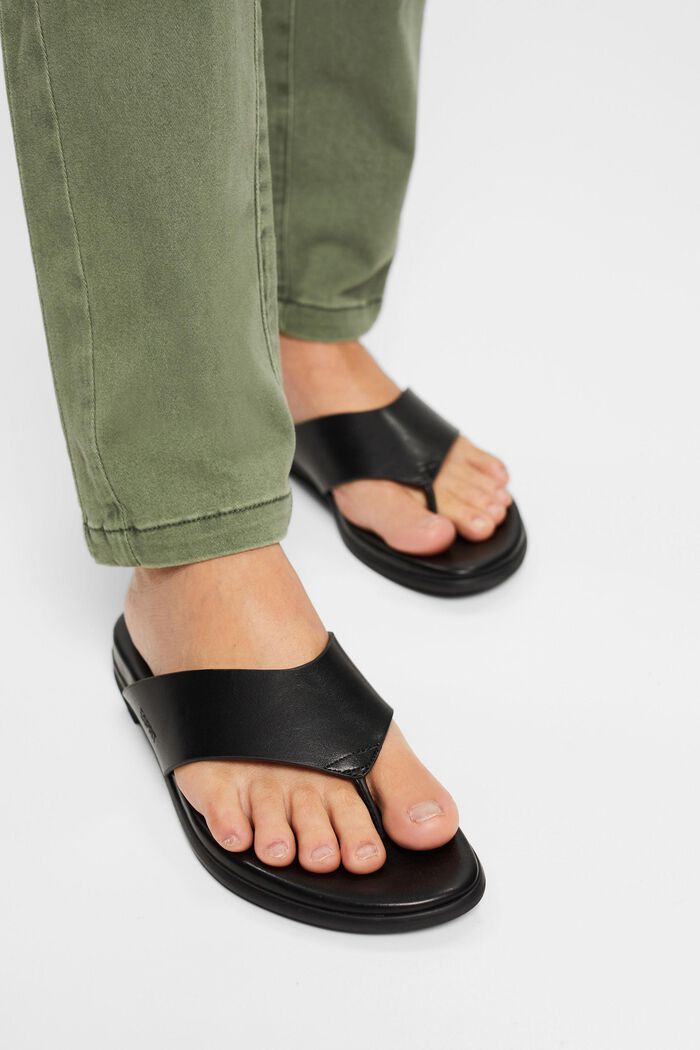 Faux leather thong sandals