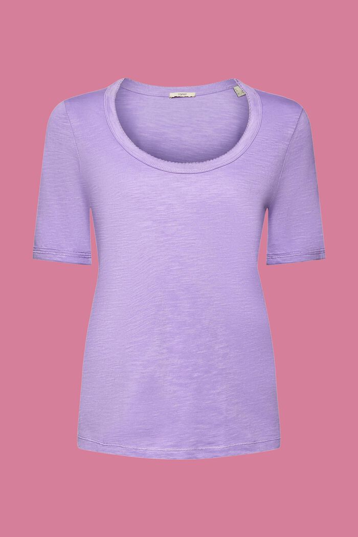 Cotton T-shirt with scoop neckline, PURPLE, detail image number 6