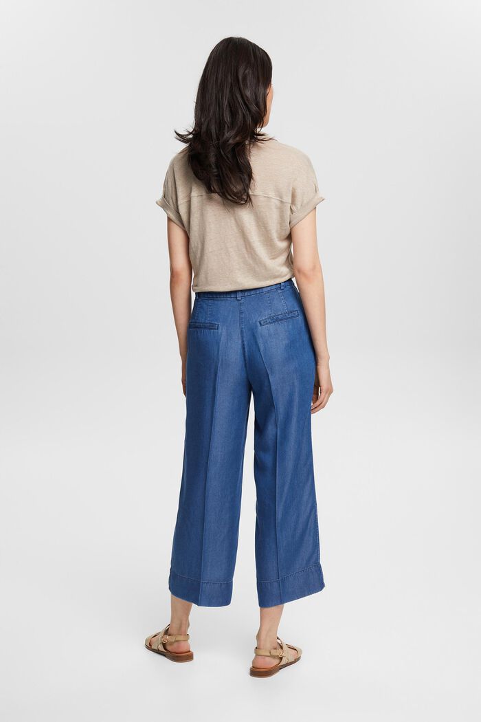Made of TENCEL™: trousers in a denim look, BLUE MEDIUM WASHED, detail image number 3