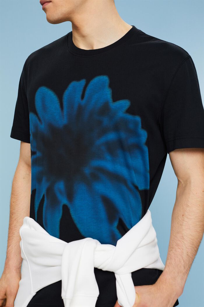 Pima Cotton Print T-Shirt, BLACK, detail image number 3