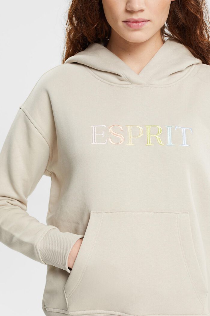 Embroidered Logo Hoodie, LIGHT TAUPE, detail image number 0
