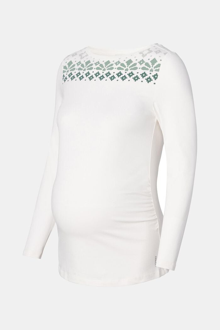 Long sleeve top with a print made of organic cotton, OFF WHITE, detail image number 4