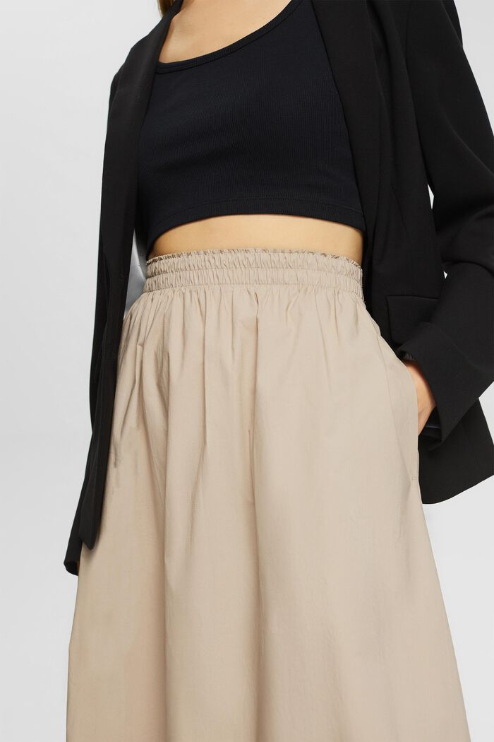 Midi skirt with a stretchy waistband, LIGHT TAUPE, detail image number 4