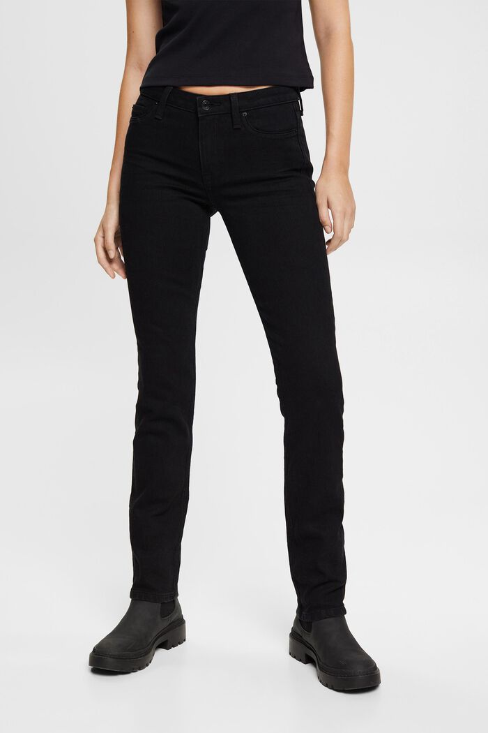 Straight leg stretch jeans, BLACK RINSE, overview