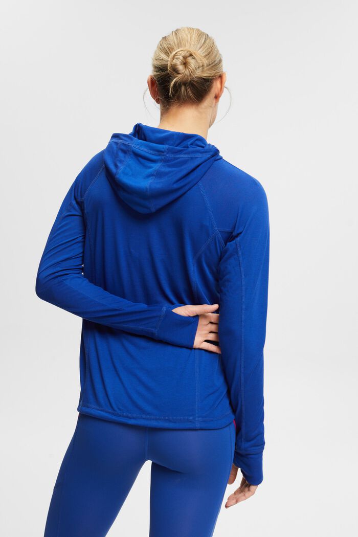 Hooded long-sleeved top, LENZING™ ECOVERO™, BRIGHT BLUE, detail image number 3