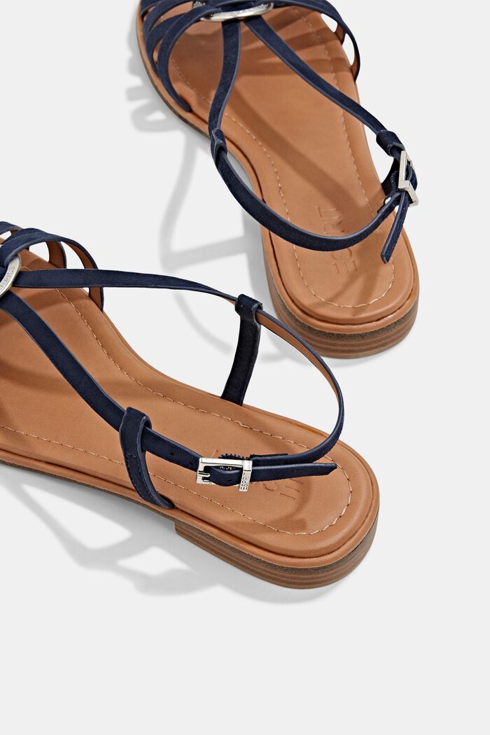 Strappy sandals with a metal ring, NAVY, detail image number 5