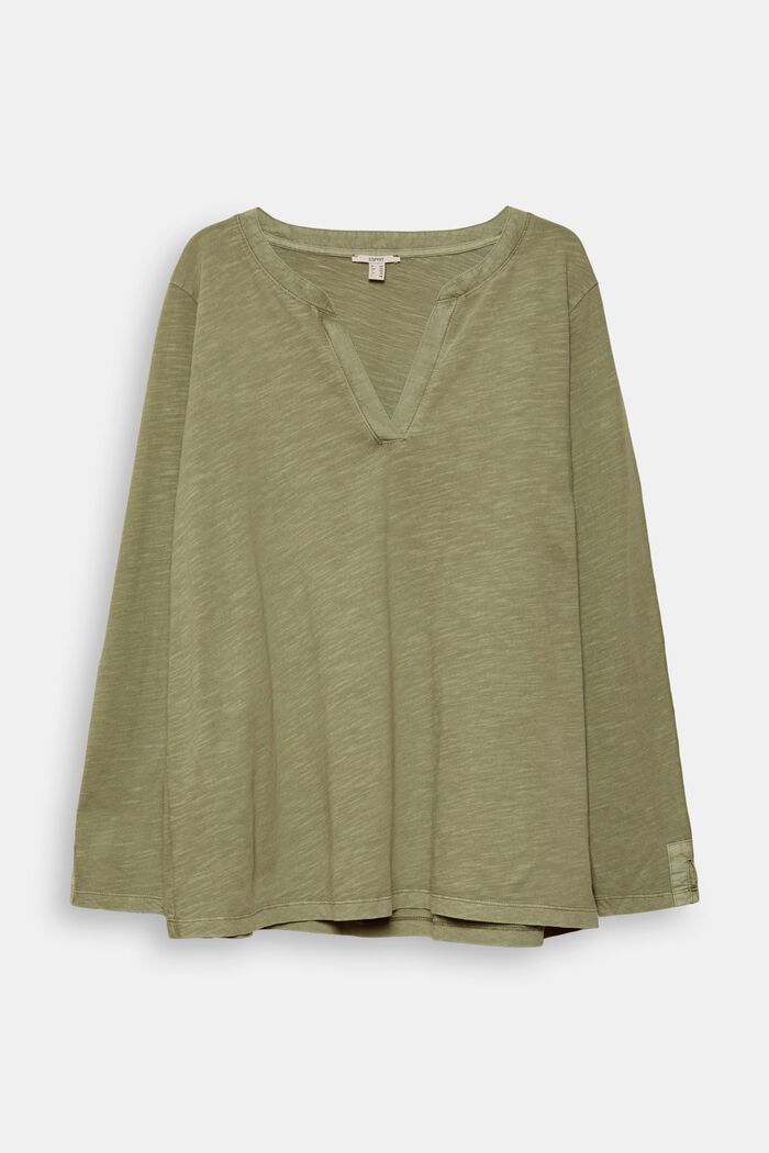 CURVY long sleeve top in organic cotton, LIGHT KHAKI, overview