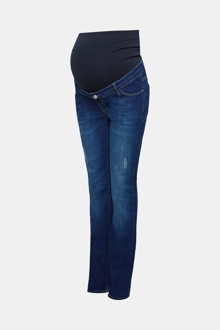 Stretch jeans with an over-bump waistband, DARK WASHED, overview
