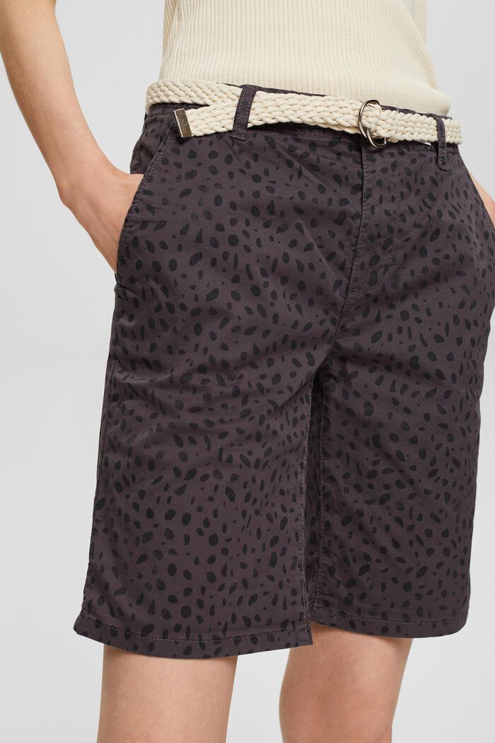 Patterned shorts with a belt, BLACK, detail image number 4