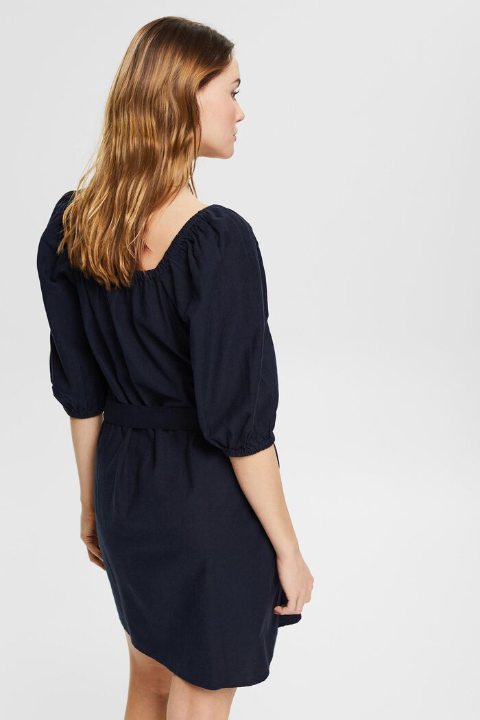 Linen blend: dress with a button placket, NAVY, detail image number 2