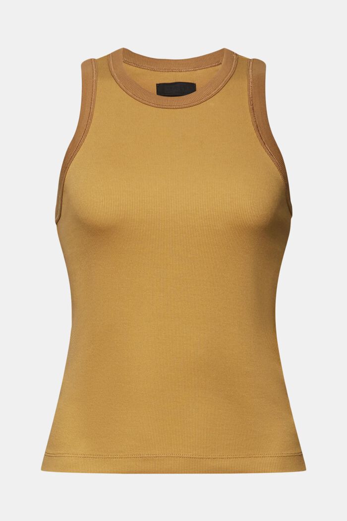 Ribbed jersey tank top, stretch cotton, TOFFEE, detail image number 5