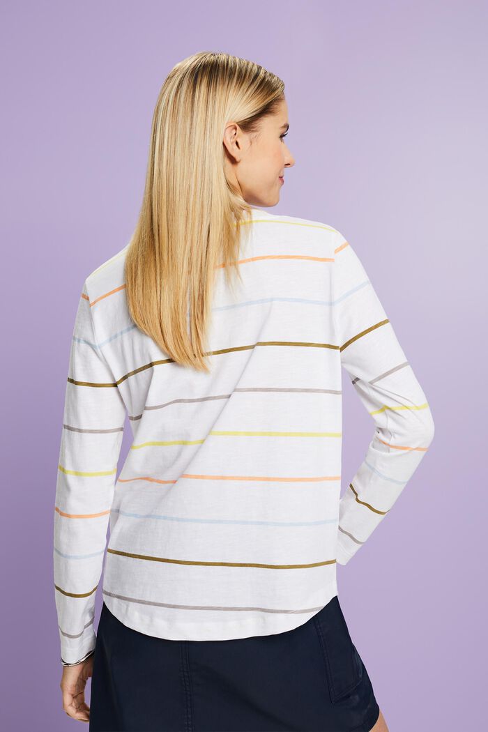 Striped Long Sleeve Top, WHITE, detail image number 2
