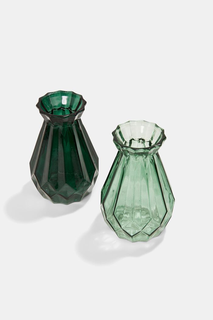 Set of two small crystal vases, GREEN, detail image number 2